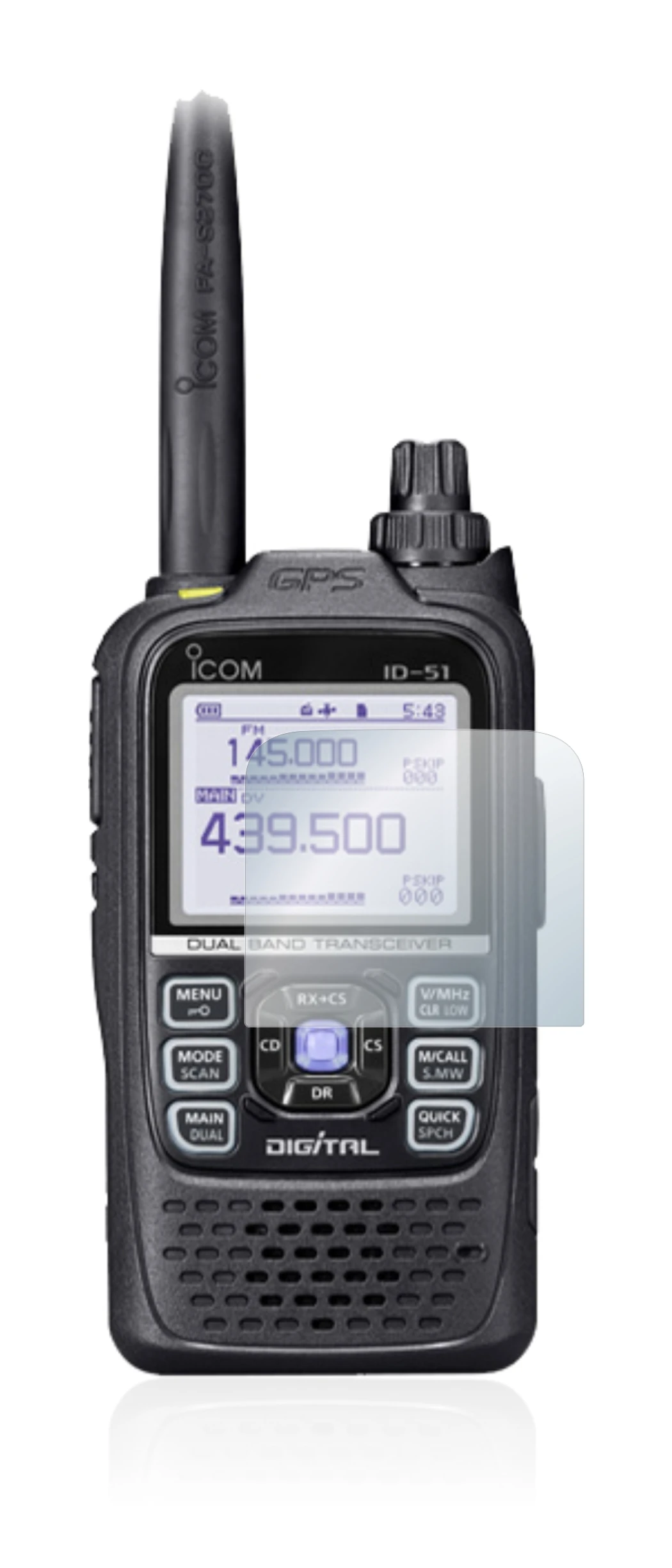 Immagine del dispositivo Icom ID-51E Plus 2 con un'ampia varietà di protezioni per lo schermo.