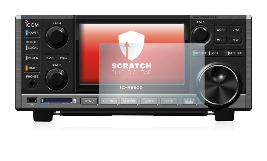 Immagine del dispositivo Icom IC-R8600 con un'ampia varietà di protezioni per lo schermo.