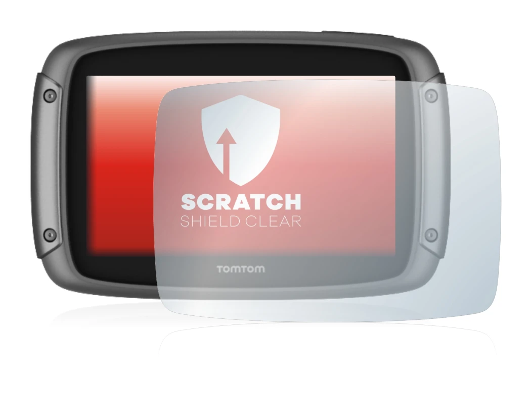 Immagine del dispositivo TomTom Rider 50 con un'ampia varietà di protezioni per lo schermo.