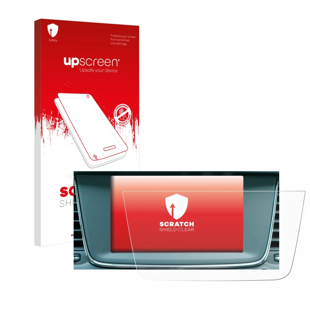 Parte frontale di una confezione del prodotto con il logo del marchio upscreen. Accanto è raffigurato il dispositivo Opel Gran