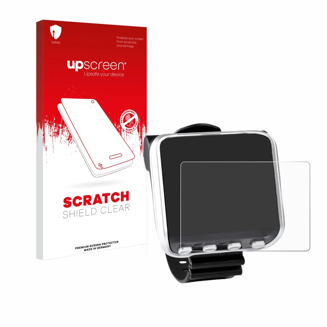 Parte frontale di una confezione del prodotto con il logo del marchio upscreen. Accanto è raffigurato il dispositivo Mares Gen