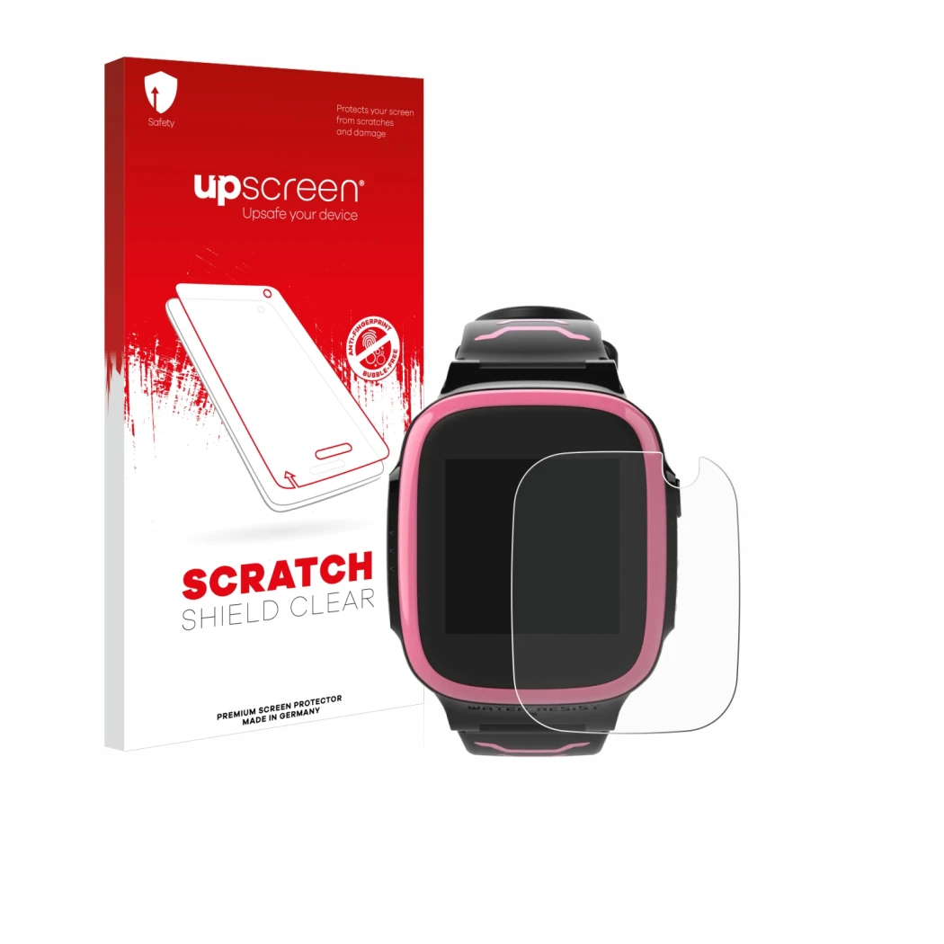 Parte frontale di una confezione del prodotto con il logo del marchio upscreen. Accanto è raffigurato il dispositivo Xplora X5