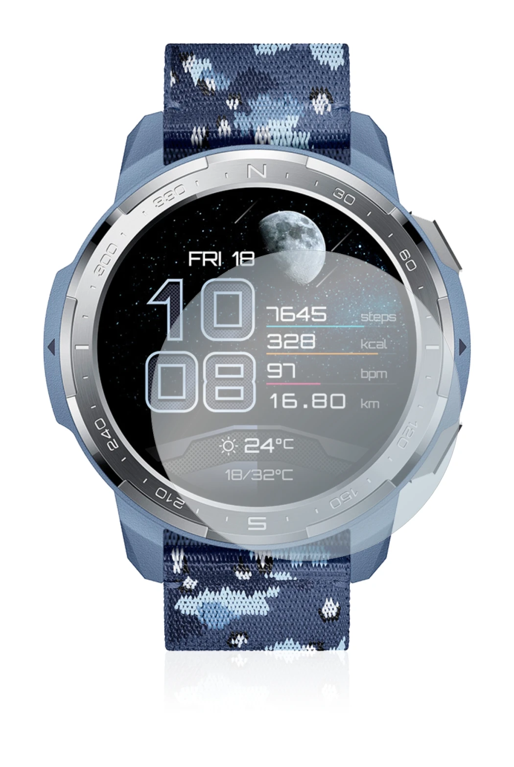 Immagine del dispositivo Honor Watch GS Pro con un'ampia varietà di protezioni per lo schermo.
