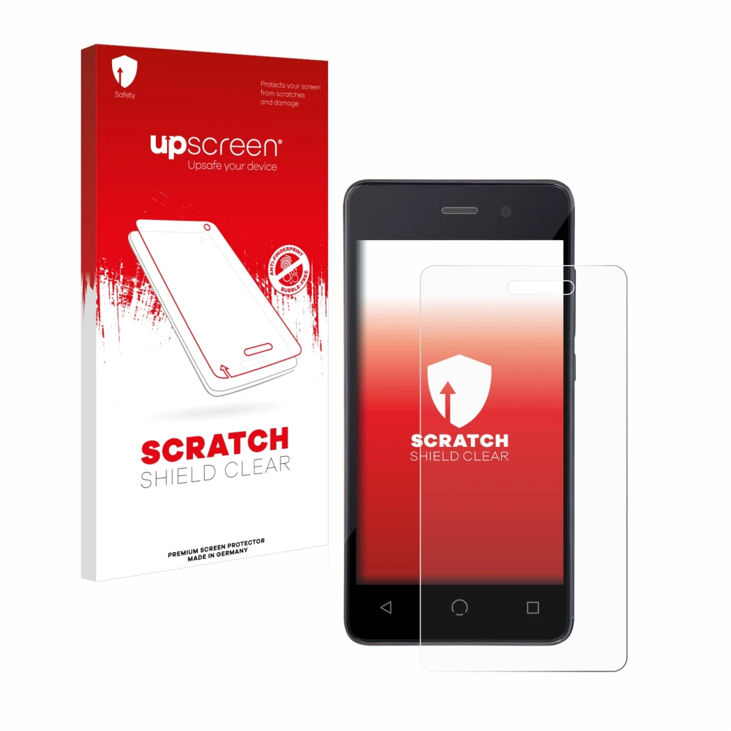 Parte frontale di una confezione del prodotto con il logo del marchio upscreen. Accanto è raffigurato il dispositivo Omnipod D