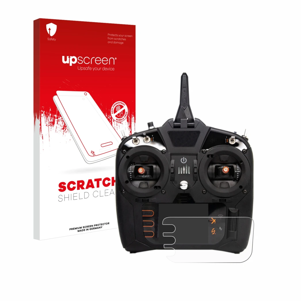 Parte frontale di una confezione del prodotto con il logo del marchio upscreen. Accanto è raffigurato il dispositivo Spektrum 