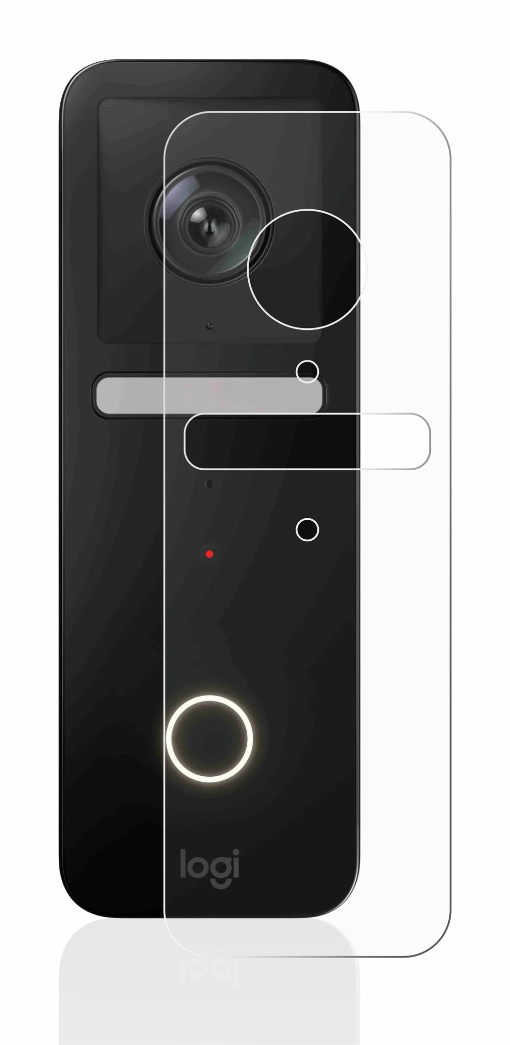 Immagine del dispositivo Logitech Circle View Doorbell con un'ampia varietà di protezioni per lo schermo.