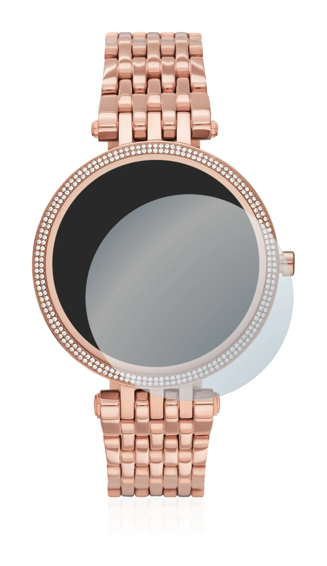 Immagine del dispositivo Michael Kors Access Darci Gen 5E con un'ampia varietà di protezioni per lo schermo.