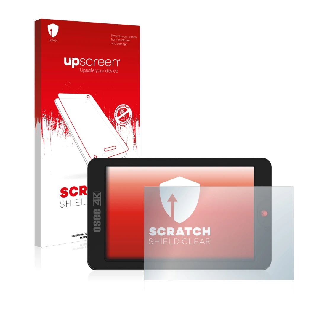 Parte frontale di una confezione del prodotto con il logo del marchio upscreen. Accanto è raffigurato il dispositivo Osee G7 c