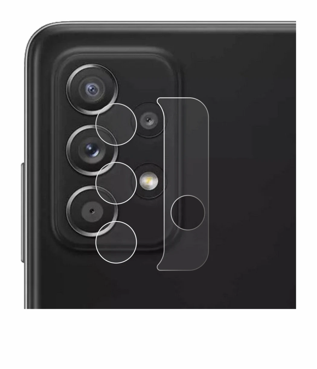 Immagine del dispositivo Samsung Galaxy A52 5G (SOLO Fotocamera) con un'ampia varietà di protezioni per lo schermo.