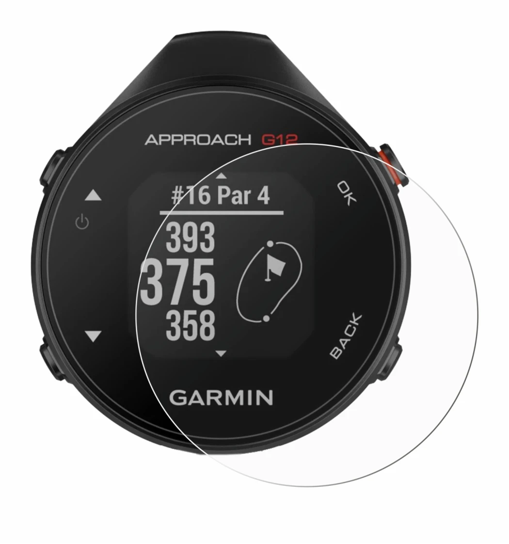 Immagine del dispositivo Garmin Approach G12 con un'ampia varietà di protezioni per lo schermo.