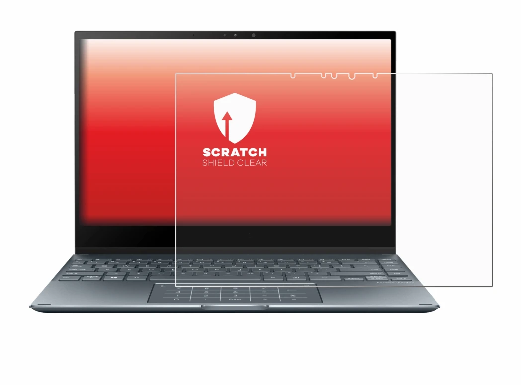 Immagine del dispositivo ASUS ZenBook Flip 13 UX363EA con un'ampia varietà di protezioni per lo schermo.