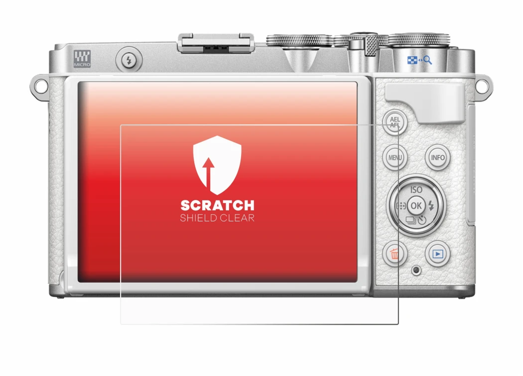 Immagine del dispositivo Olympus PEN E-P7 con un'ampia varietà di protezioni per lo schermo.