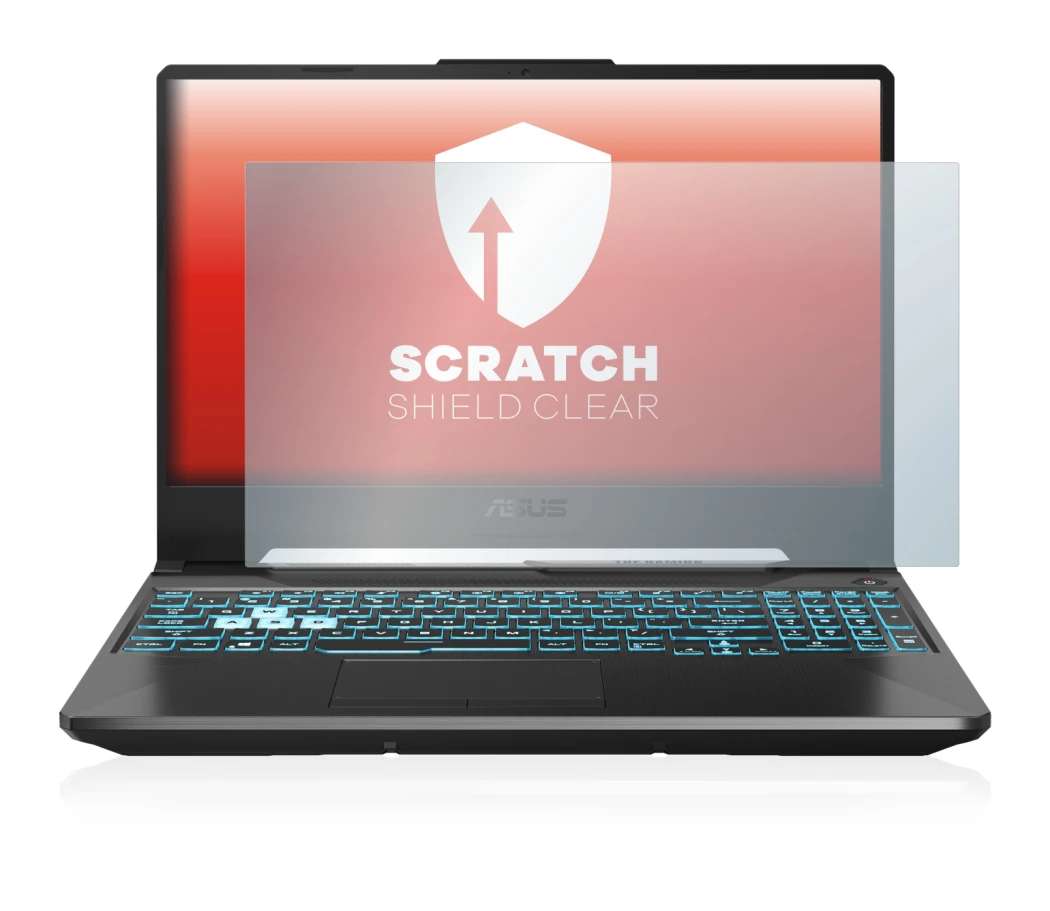 Immagine del dispositivo ASUS TUF Gaming A15 con un'ampia varietà di protezioni per lo schermo.
