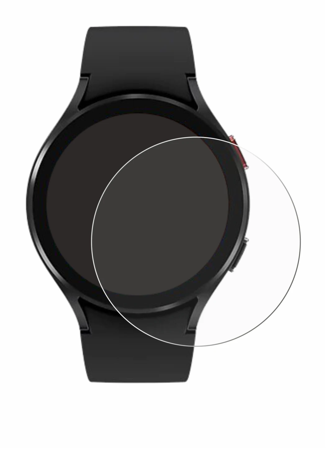 Immagine del dispositivo Samsung Galaxy Watch 4 (44mm) con un'ampia varietà di protezioni per lo schermo.