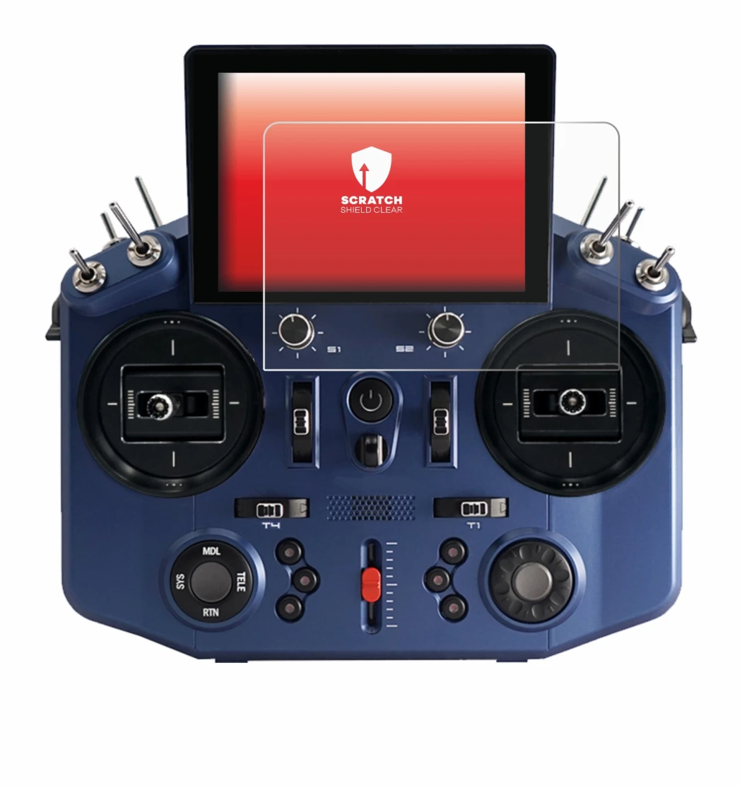 Immagine del dispositivo FrSky Tandem X20S con un'ampia varietà di protezioni per lo schermo.