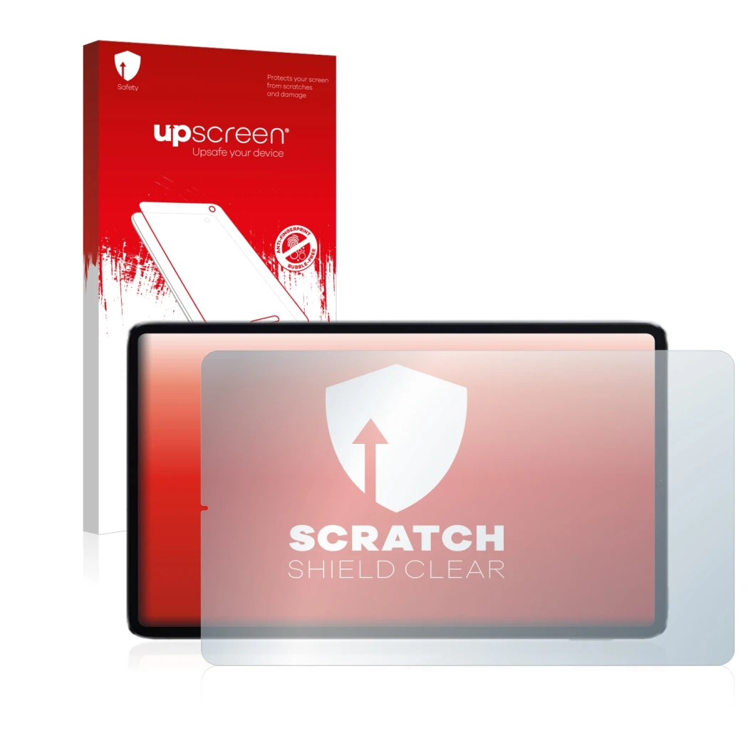 Parte frontale di una confezione del prodotto con il logo del marchio upscreen. Accanto è raffigurato il dispositivo Xiaomi Mi