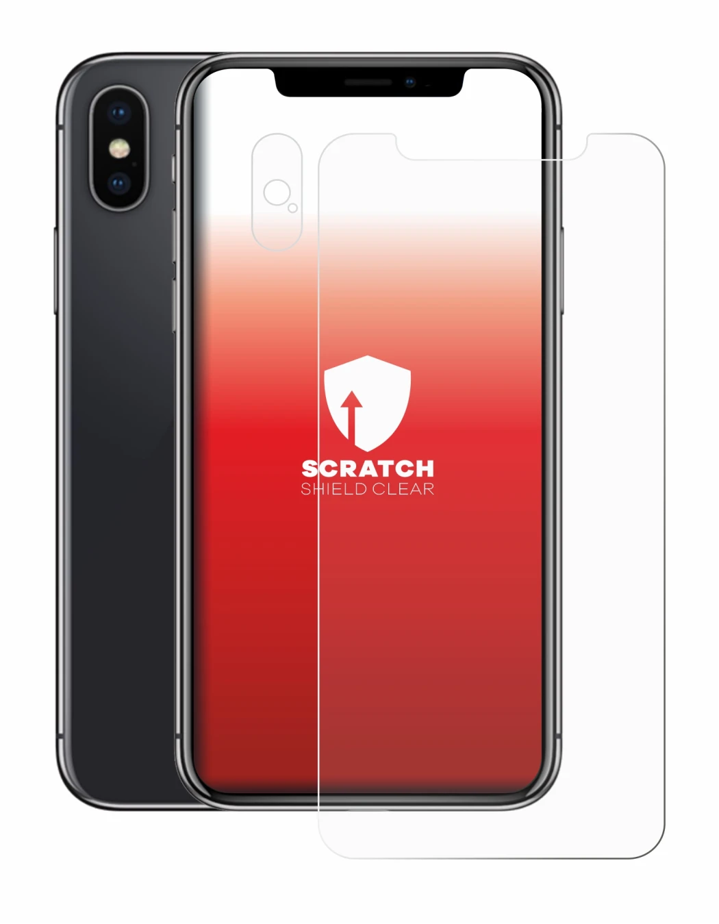Immagine del dispositivo Apple iPhone X (Fronte+Fotocamera) con un'ampia varietà di protezioni per lo schermo.