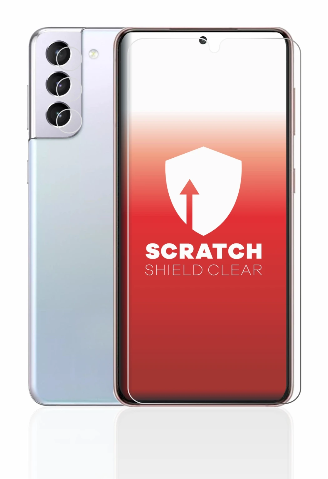 Immagine del dispositivo Samsung Galaxy S21 5G (Fronte+Fotocamera) con un'ampia varietà di protezioni per lo schermo.