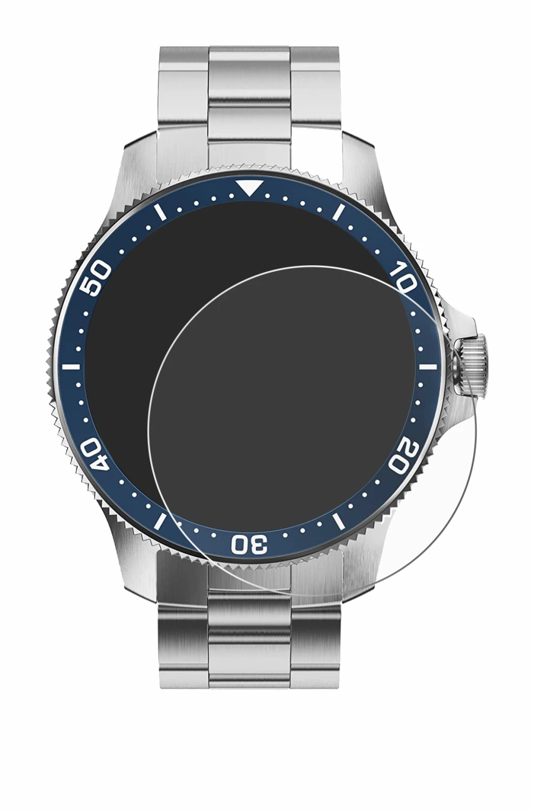 Immagine del dispositivo Withings ScanWatch Horizon (43 mm) con un'ampia varietà di protezioni per lo schermo.