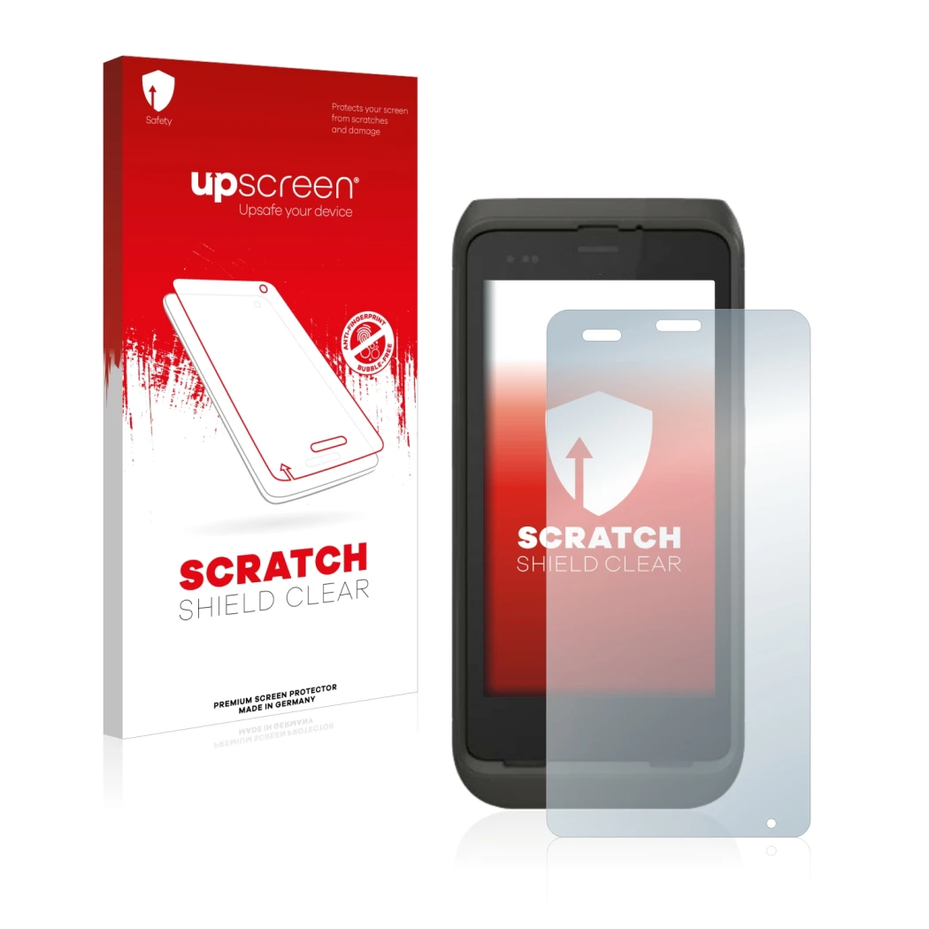 Parte frontale di una confezione del prodotto con il logo del marchio upscreen. Accanto è raffigurato il dispositivo Honeywell