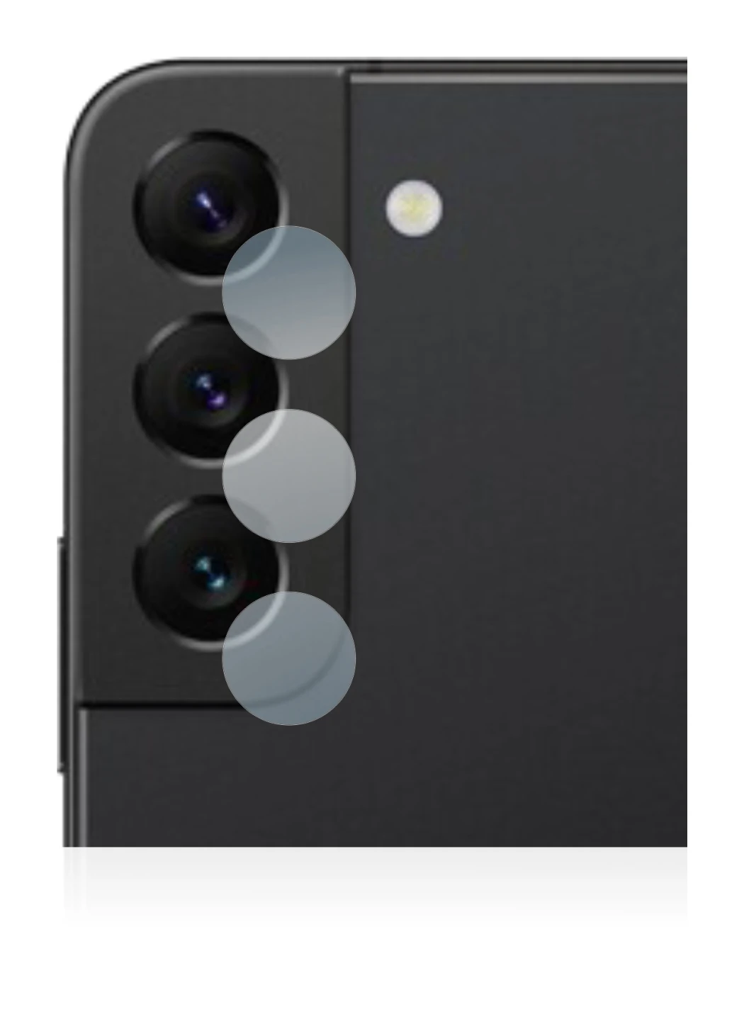 Immagine del dispositivo Samsung Galaxy S22 5G (SOLO Fotocamera) con un'ampia varietà di protezioni per lo schermo.