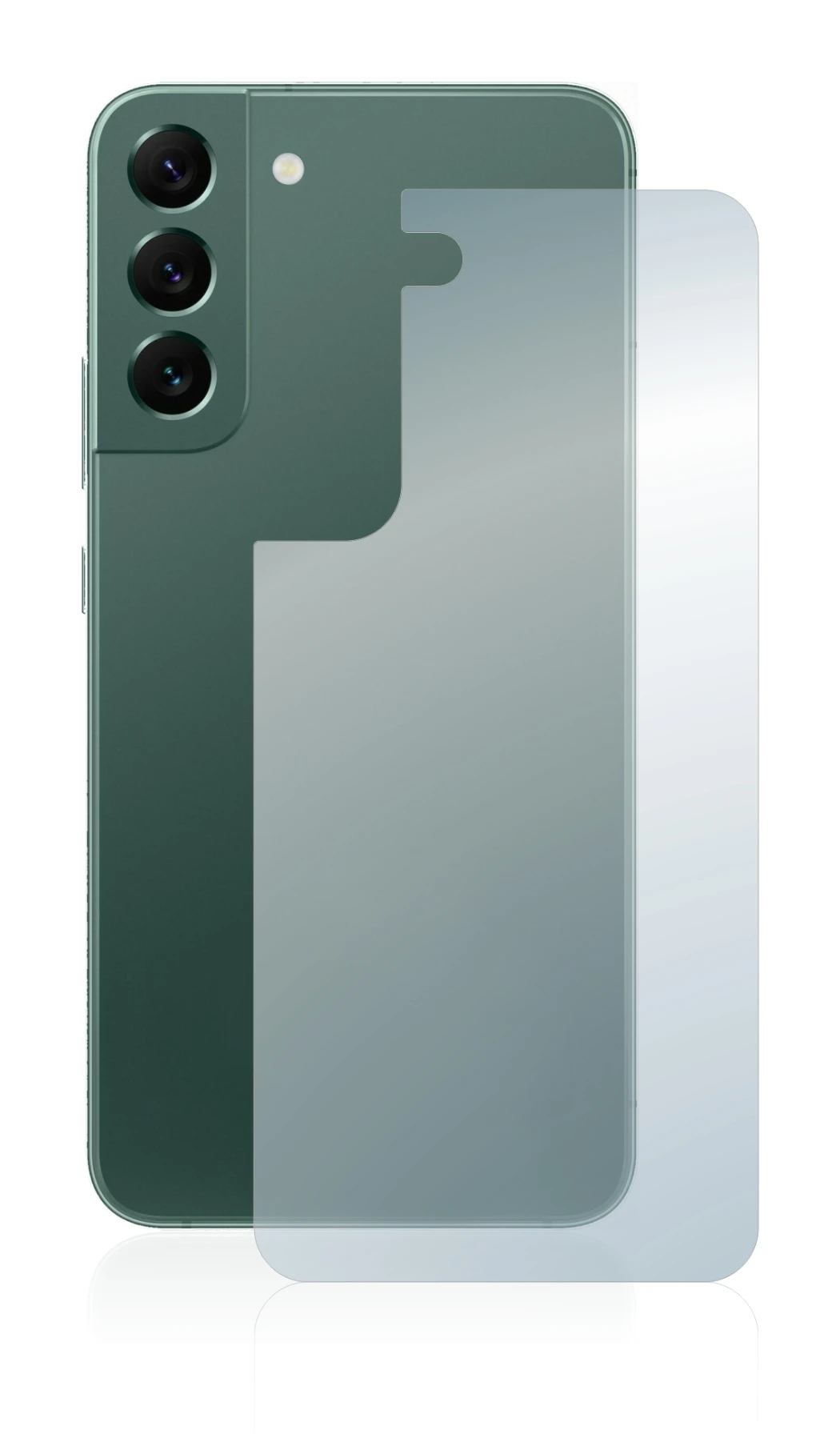 Immagine del dispositivo Samsung Galaxy S22 Plus 5G (Posteriore) con un'ampia varietà di protezioni per lo schermo.