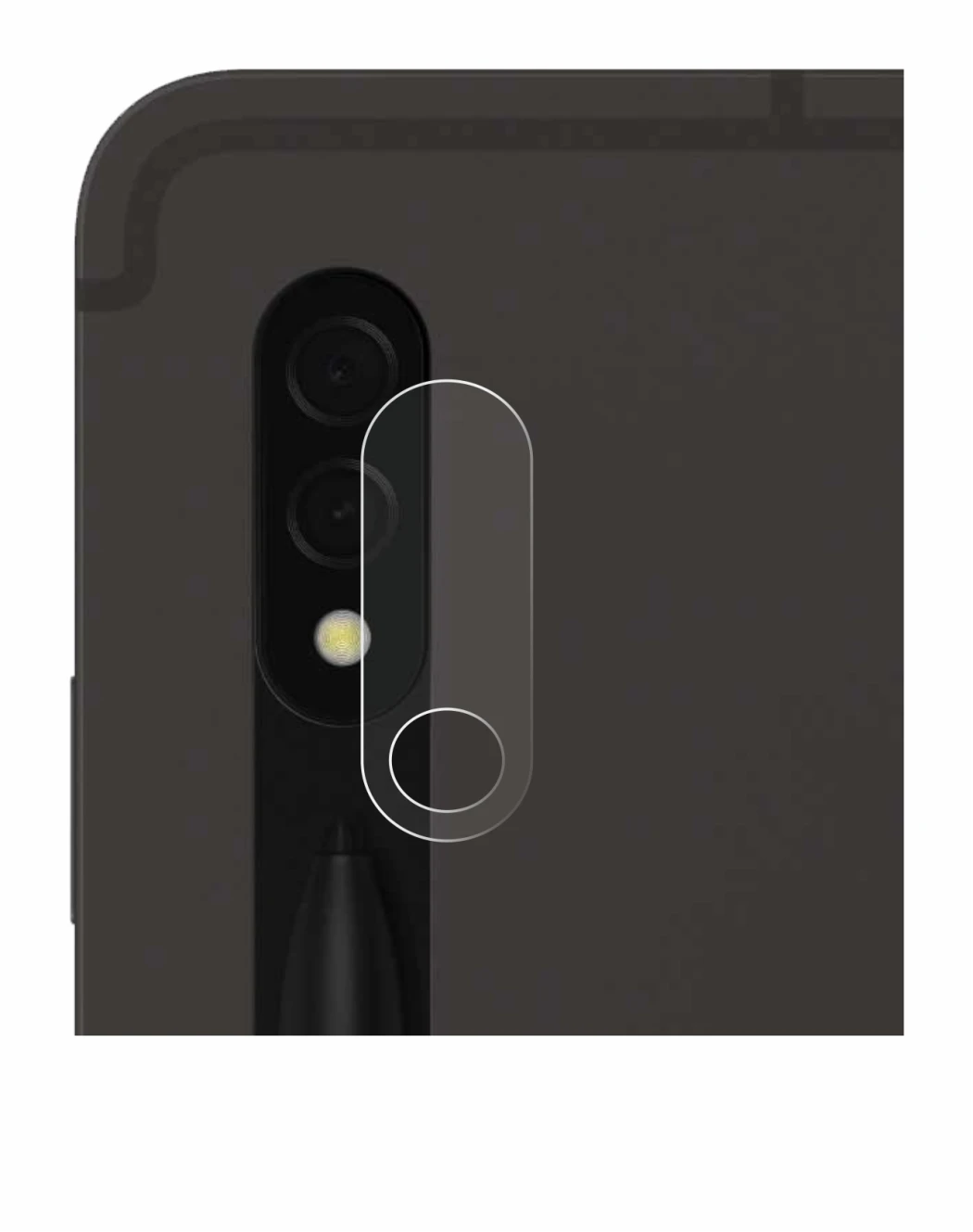 Immagine del dispositivo Samsung Galaxy Tab S8 5G (SOLO Fotocamera) con un'ampia varietà di protezioni per lo schermo.