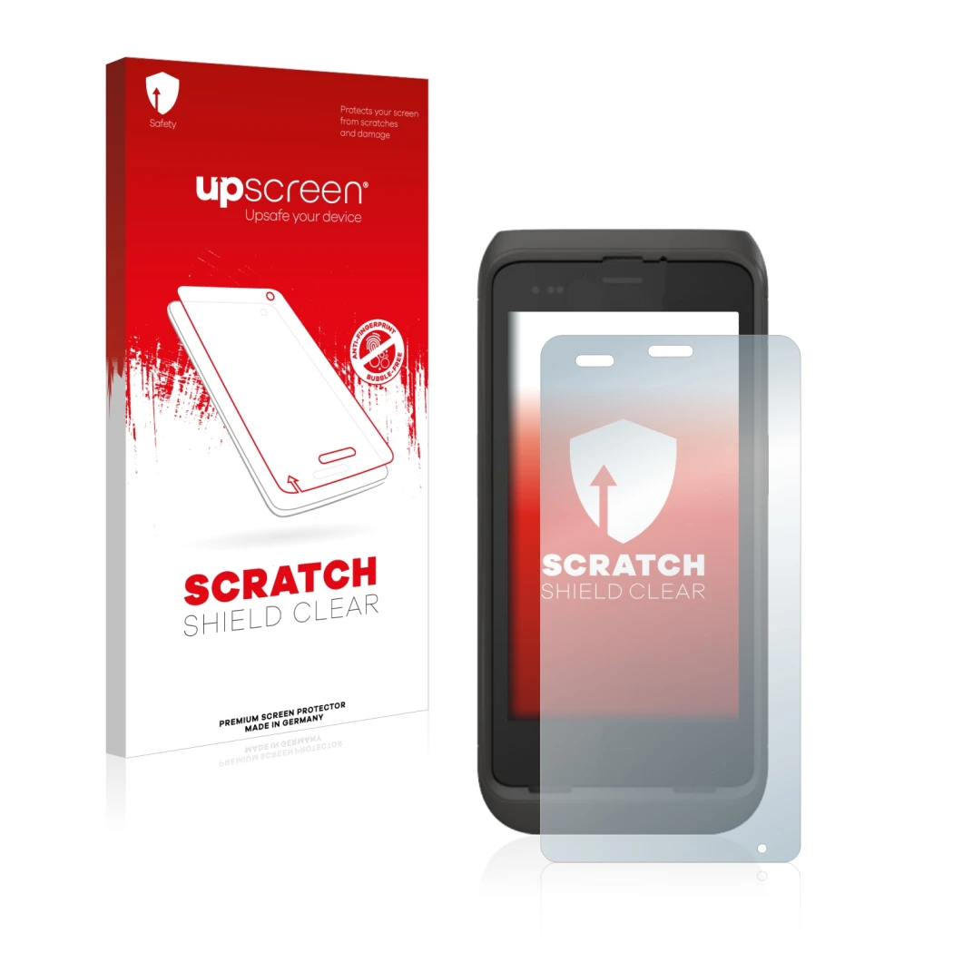 Parte frontale di una confezione del prodotto con il logo del marchio upscreen. Accanto è raffigurato il dispositivo Honeywell