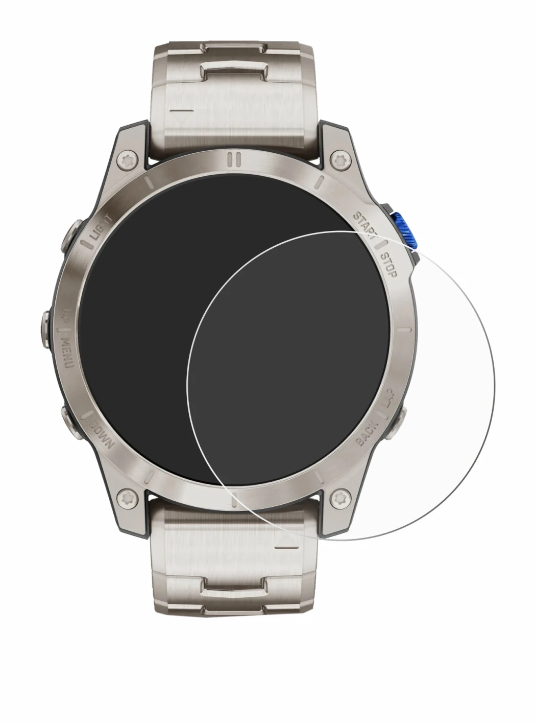 Immagine del dispositivo Garmin D2 Mach 1 con un'ampia varietà di protezioni per lo schermo.