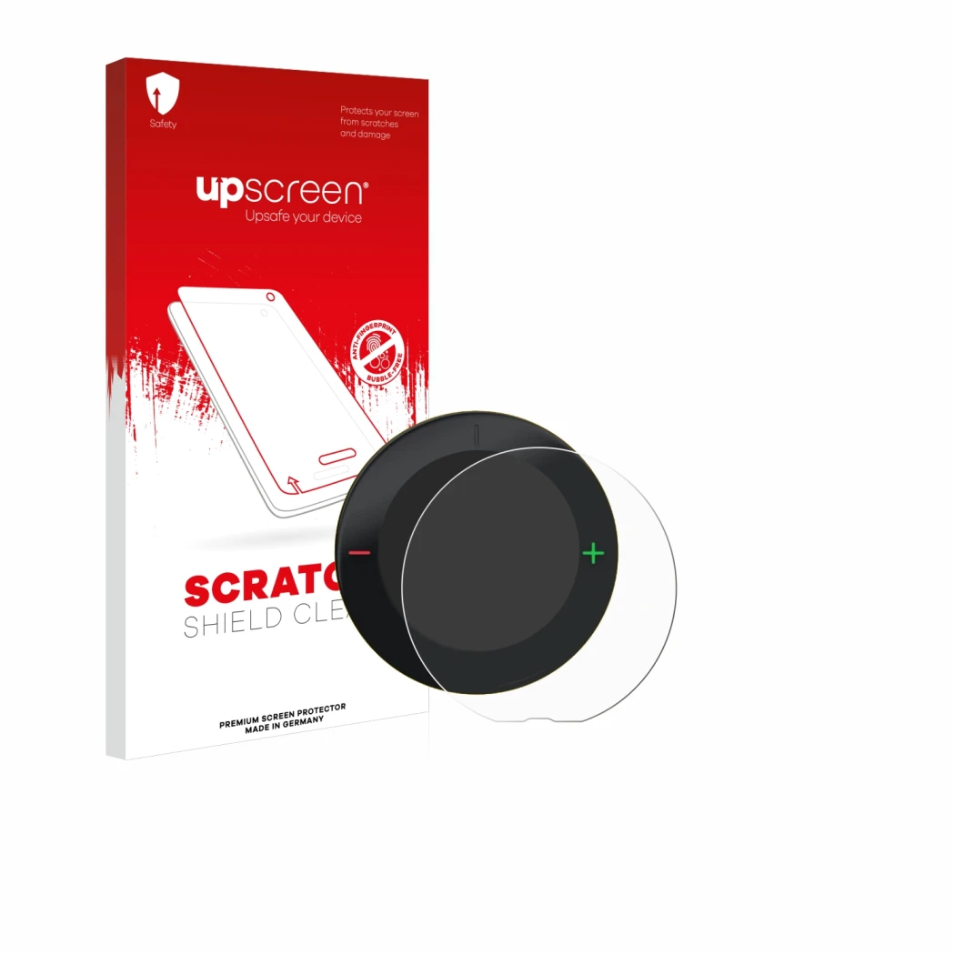 Parte frontale di una confezione del prodotto con il logo del marchio upscreen. Accanto è raffigurato il dispositivo Beeline V