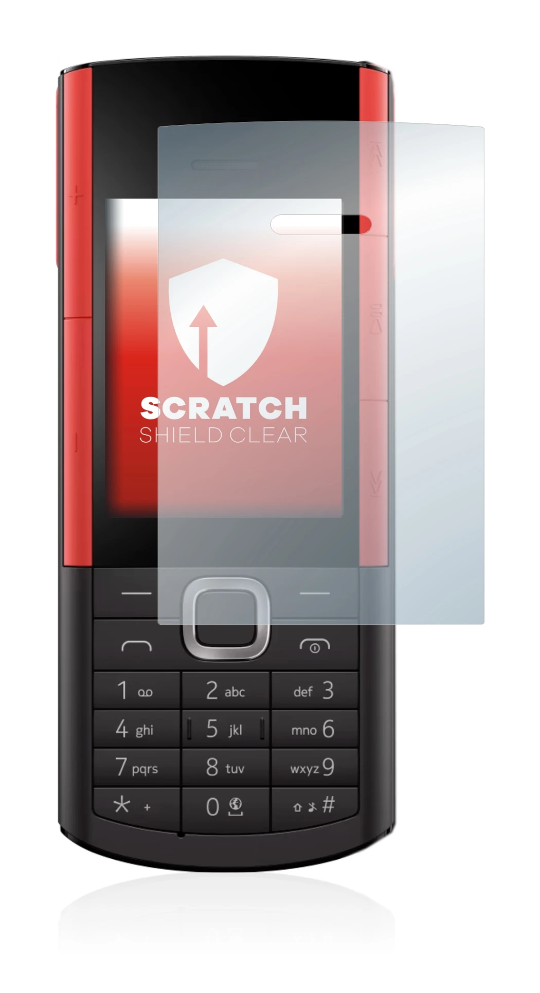 Immagine del dispositivo Nokia 5710 XA con un'ampia varietà di protezioni per lo schermo.