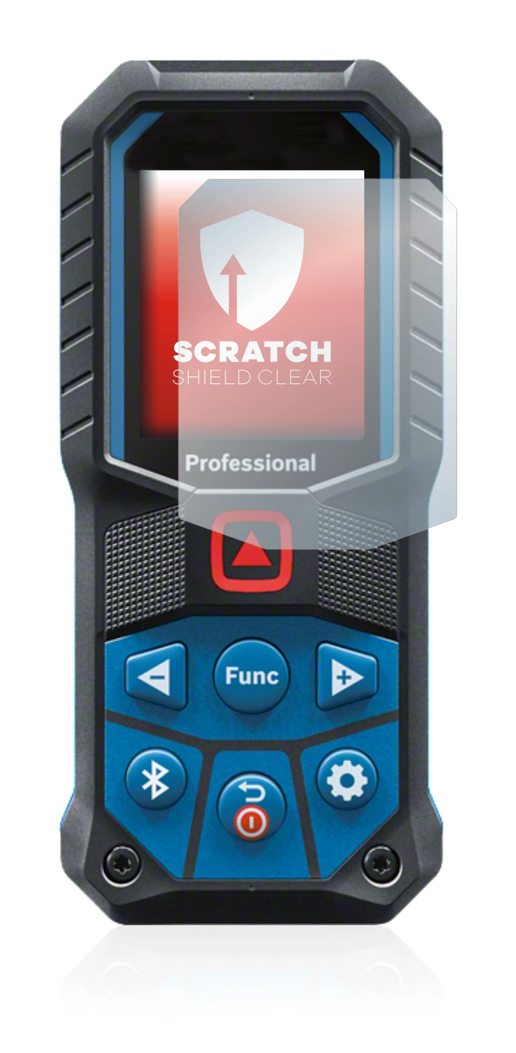 Immagine del dispositivo Bosch GLM 50-27 C con un'ampia varietà di protezioni per lo schermo.