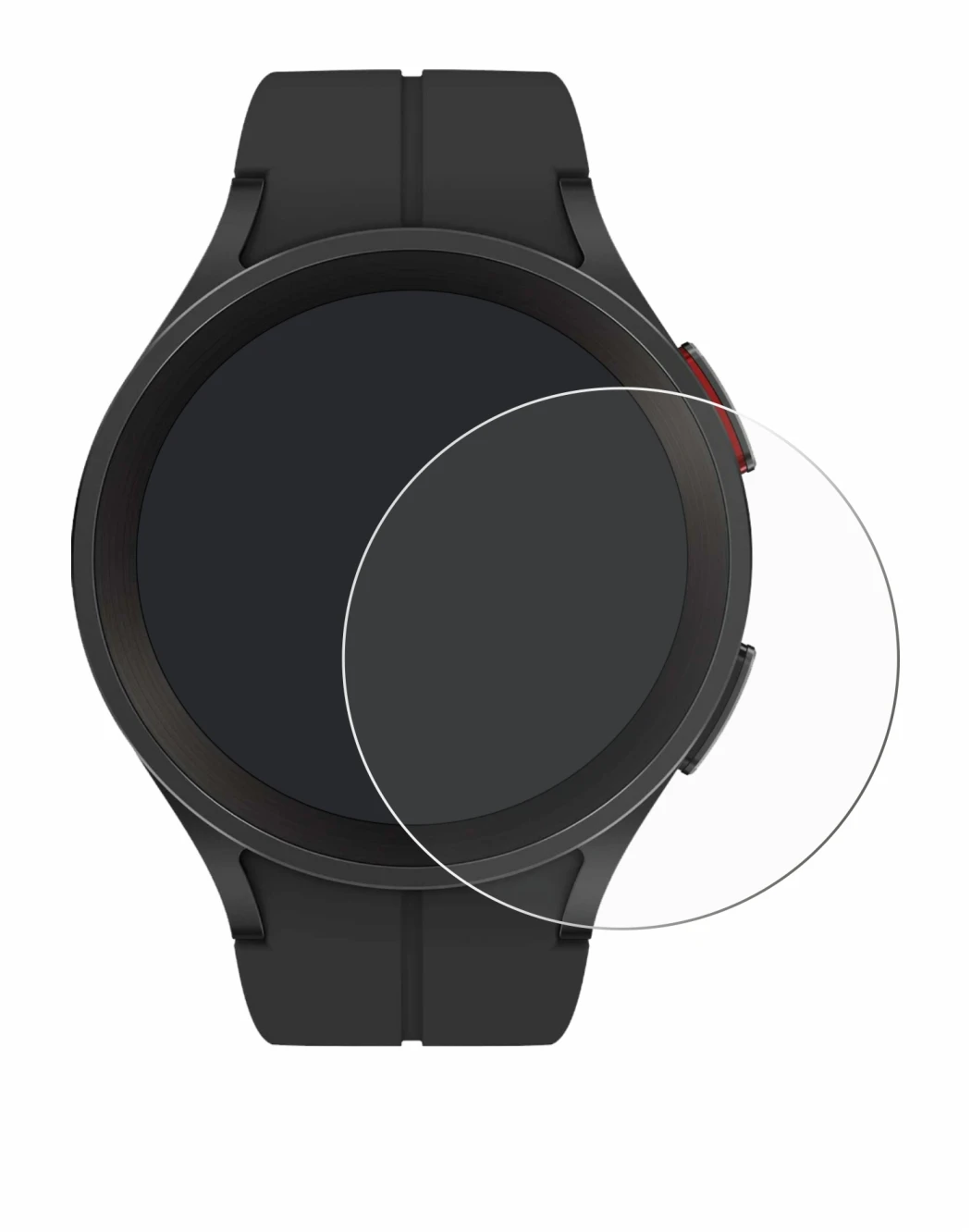 Immagine del dispositivo Samsung Galaxy Watch 5 Pro con un'ampia varietà di protezioni per lo schermo.