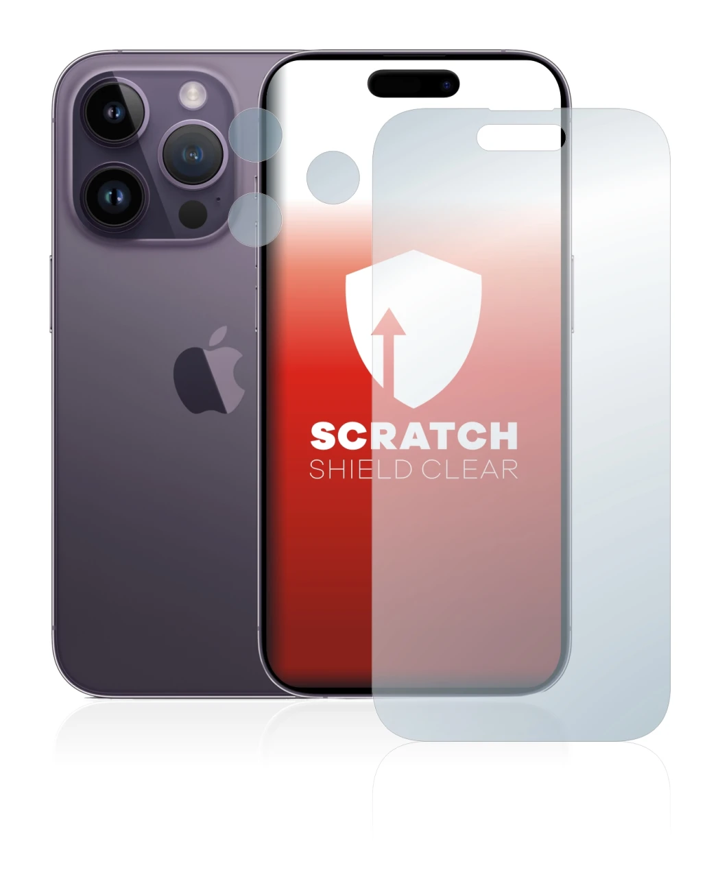 Immagine del dispositivo Apple iPhone 14 Pro (Fronte+Fotocamera) con un'ampia varietà di protezioni per lo schermo.