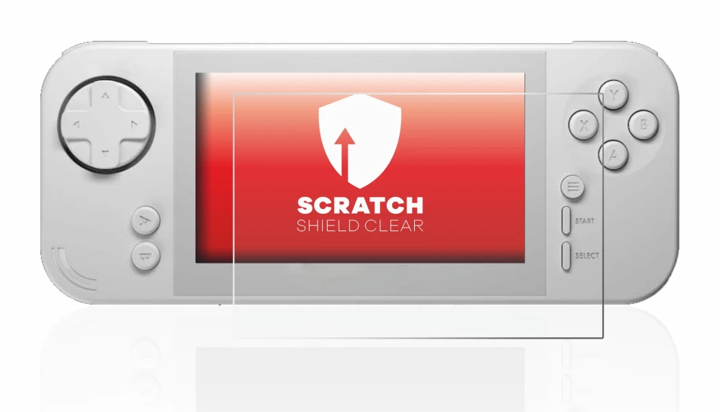 Immagine del dispositivo Evercade EXP con un'ampia varietà di protezioni per lo schermo.