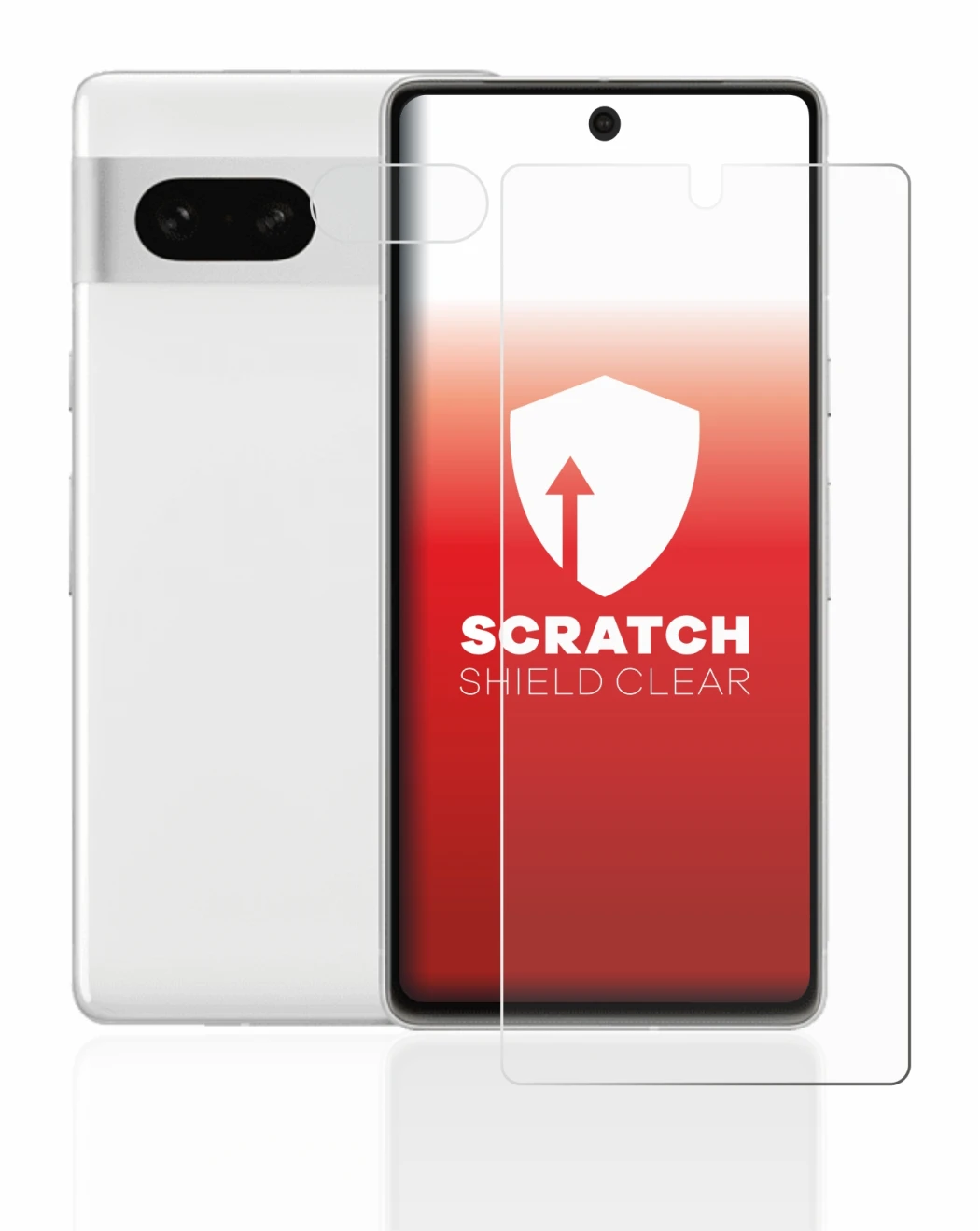 Immagine del dispositivo Google Pixel 7 (Fronte+Fotocamera) con un'ampia varietà di protezioni per lo schermo.