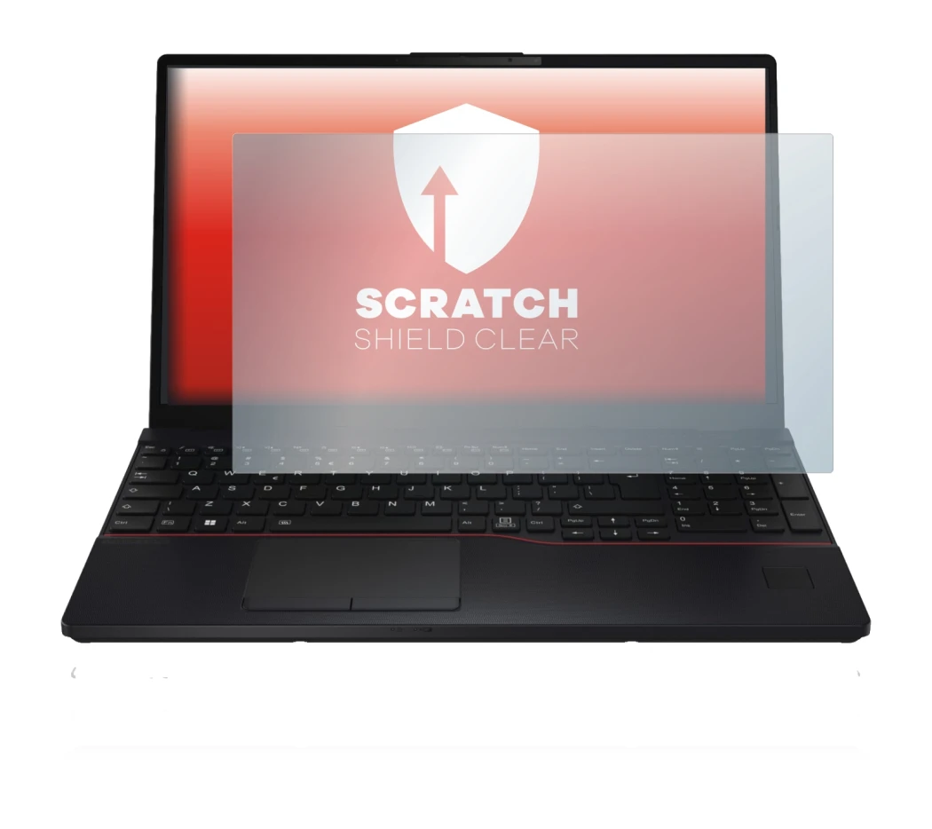 Immagine del dispositivo Fujitsu Lifebook E5512 con un'ampia varietà di protezioni per lo schermo.