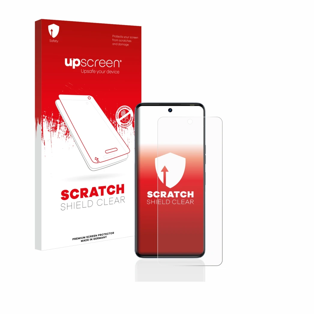 Parte frontale di una confezione del prodotto con il logo del marchio upscreen. Accanto è raffigurato il dispositivo Tecno Cam
