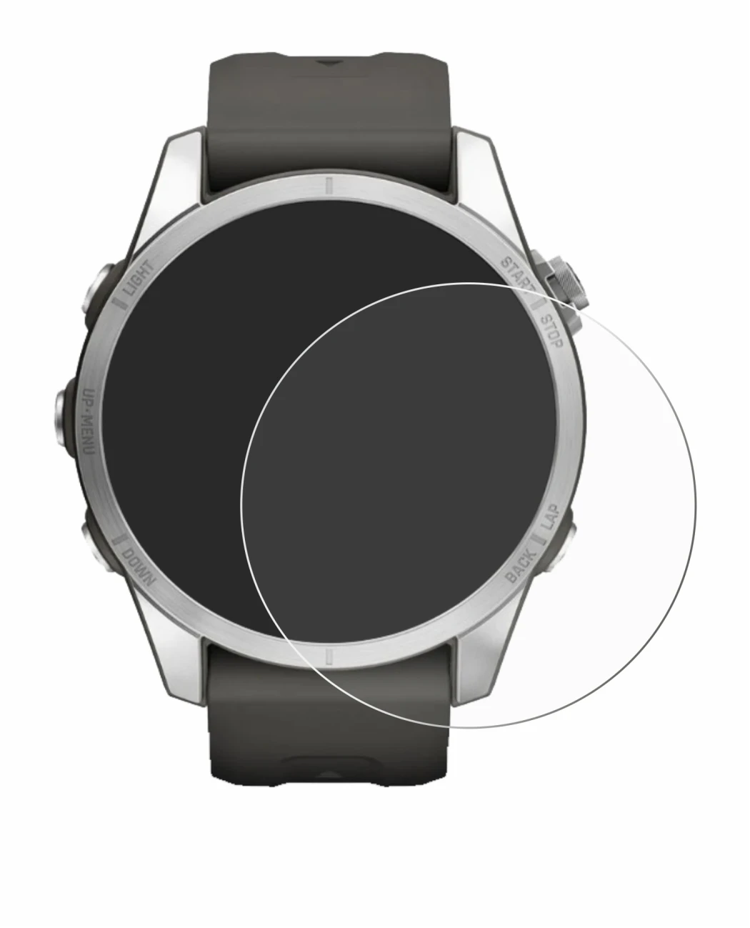 Immagine del dispositivo Garmin Fenix 7S Pro Solar (42 mm) con un'ampia varietà di protezioni per lo schermo.