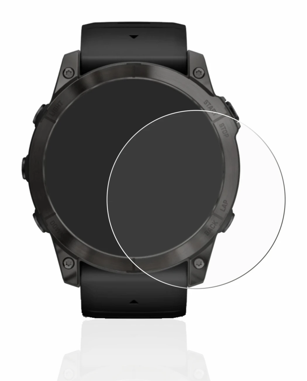 Immagine del dispositivo Garmin Epix Pro (Gen 2) (51 mm) con un'ampia varietà di protezioni per lo schermo.