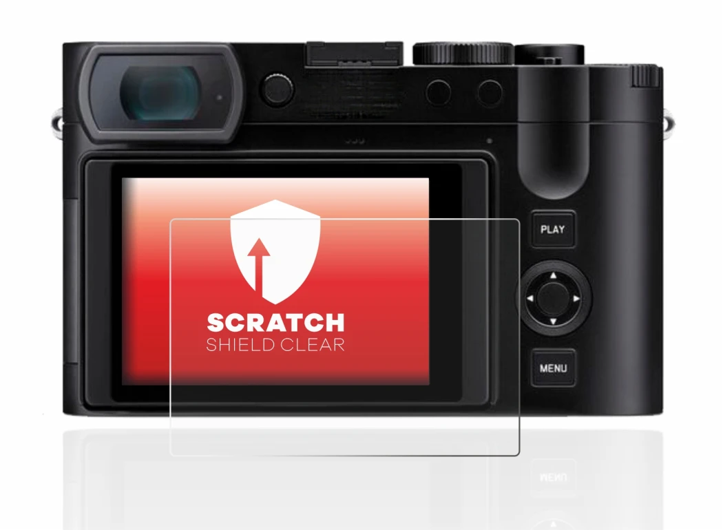 Immagine del dispositivo Leica Q3 con un'ampia varietà di protezioni per lo schermo.