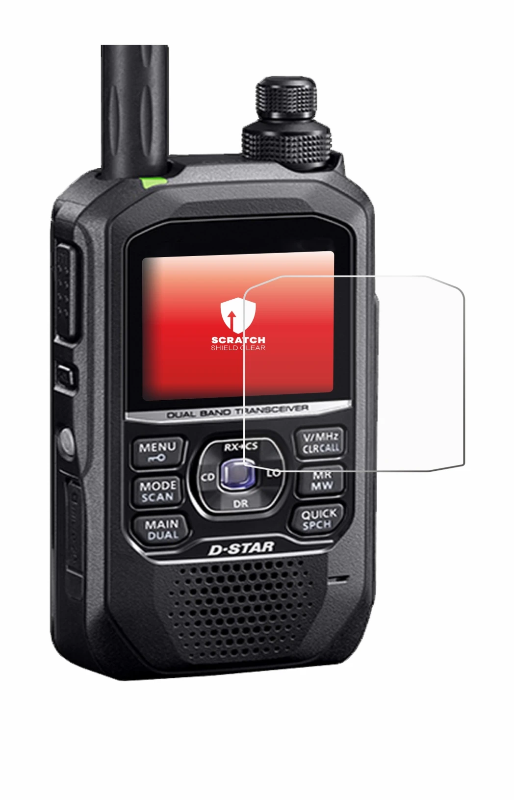 Immagine del dispositivo Icom ID-50E con un'ampia varietà di protezioni per lo schermo.