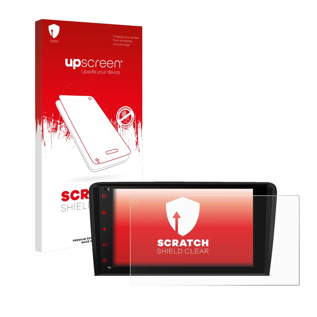 Parte frontale di una confezione del prodotto con il logo del marchio upscreen. Accanto è raffigurato il dispositivo Xtrons PS