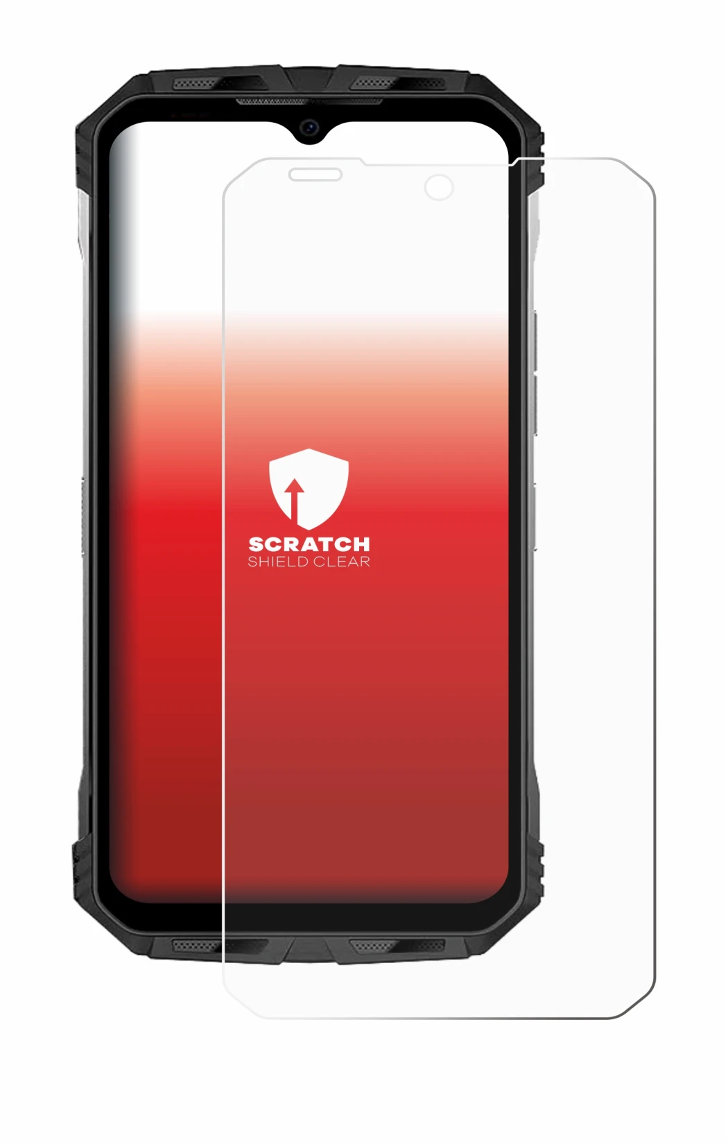 Immagine del dispositivo Doogee S110 con un'ampia varietà di protezioni per lo schermo.