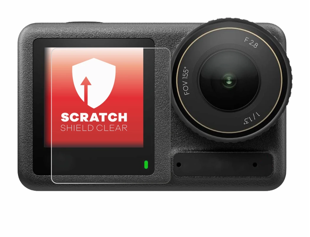 Immagine del dispositivo DJI Osmo Action 4 (Fronte Display) con un'ampia varietà di protezioni per lo schermo.