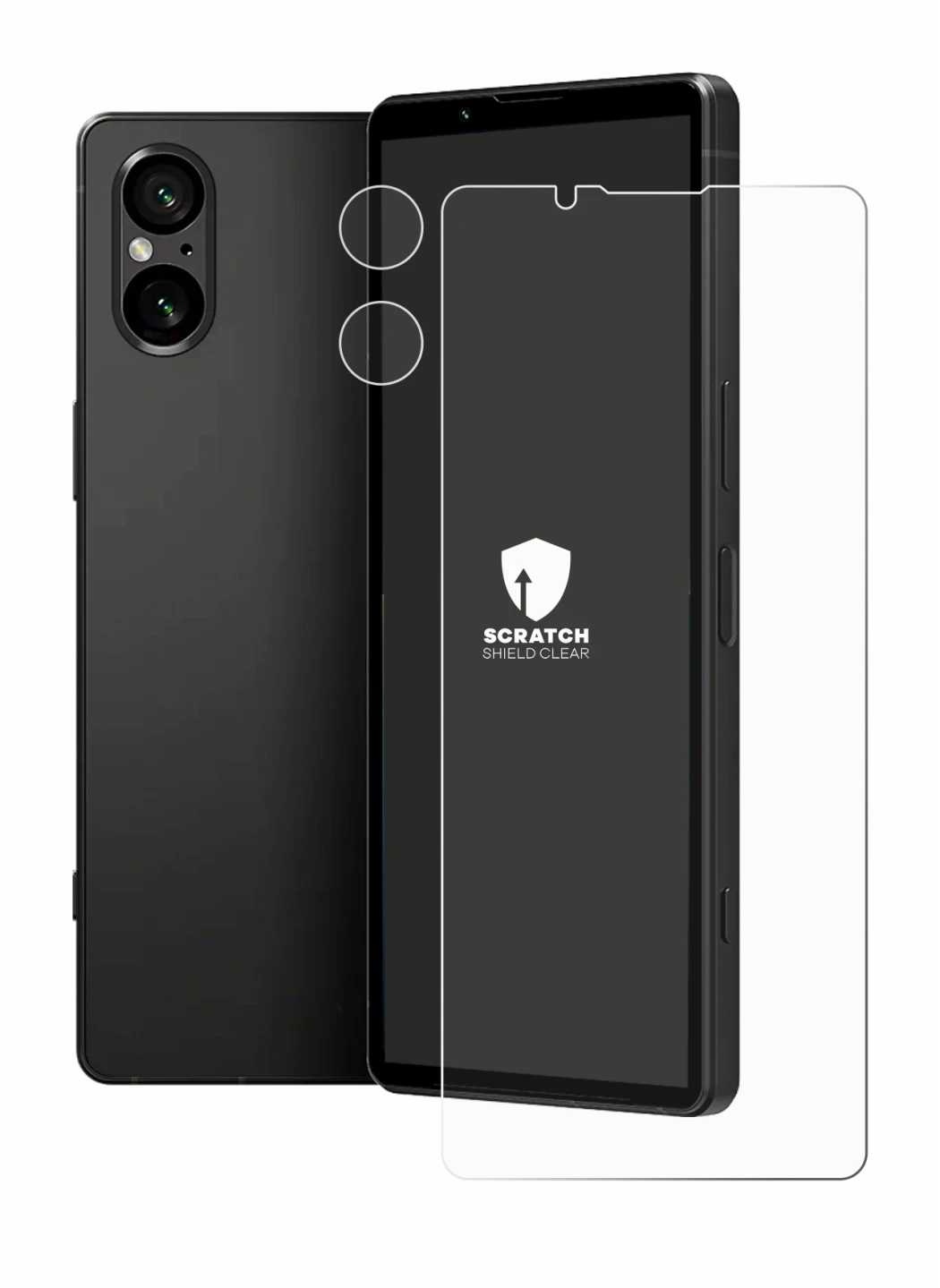 Immagine del dispositivo Sony Xperia 5 V (Fronte+Fotocamera) con un'ampia varietà di protezioni per lo schermo.