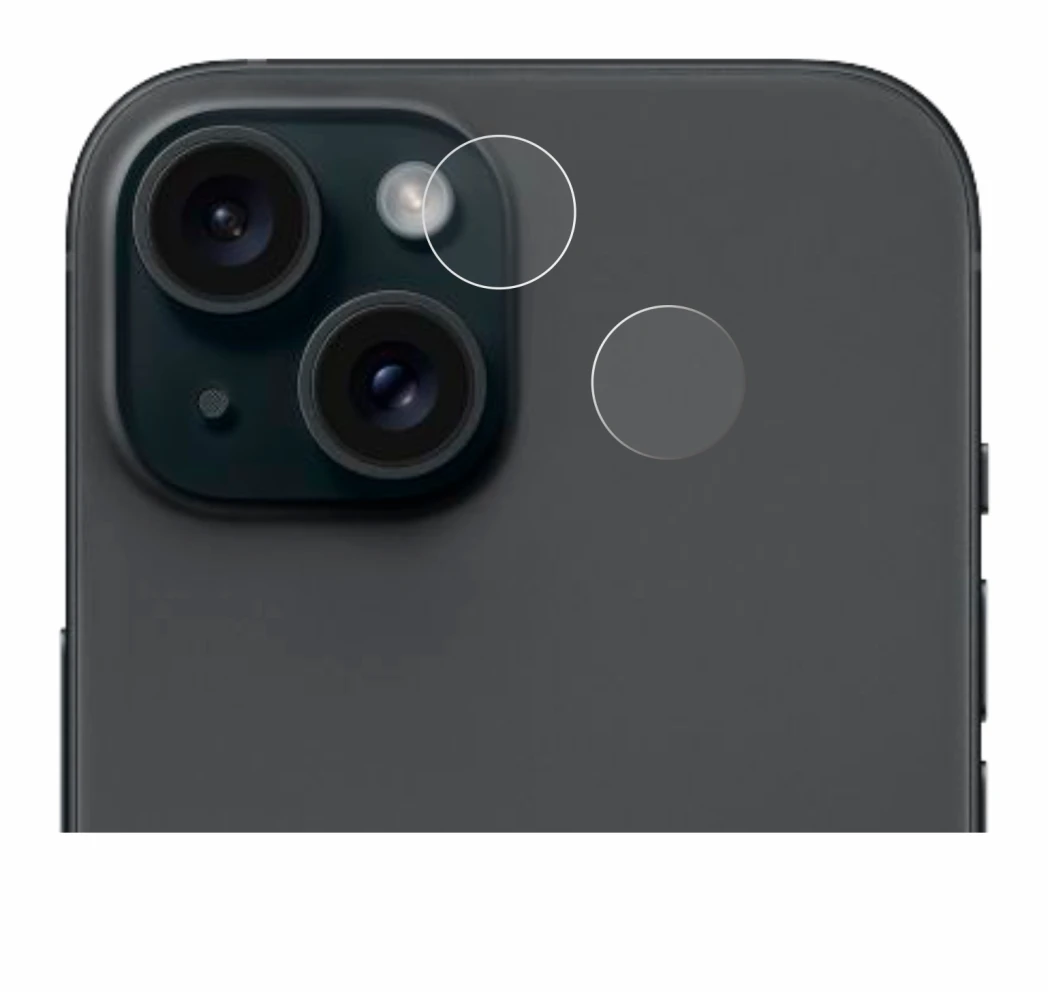 Immagine del dispositivo Apple iPhone 15 (SOLO Fotocamera) con un'ampia varietà di protezioni per lo schermo.
