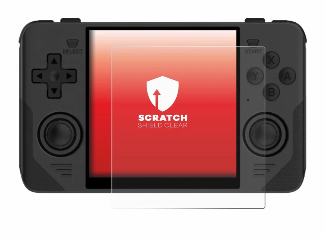 Immagine del dispositivo Powkiddy RGB30 con un'ampia varietà di protezioni per lo schermo.