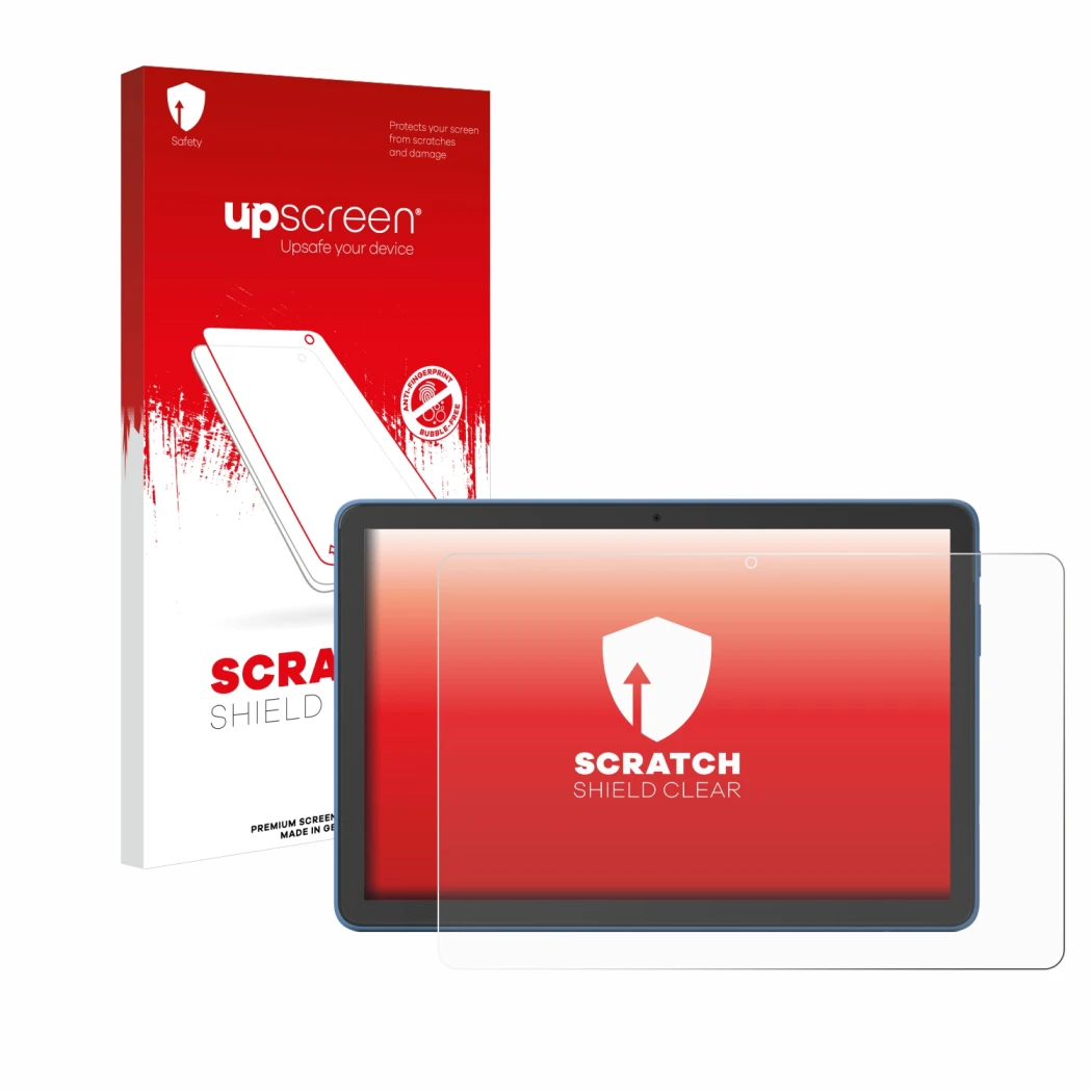 Parte frontale di una confezione del prodotto con il logo del marchio upscreen. Accanto è raffigurato il dispositivo Amazon Fi