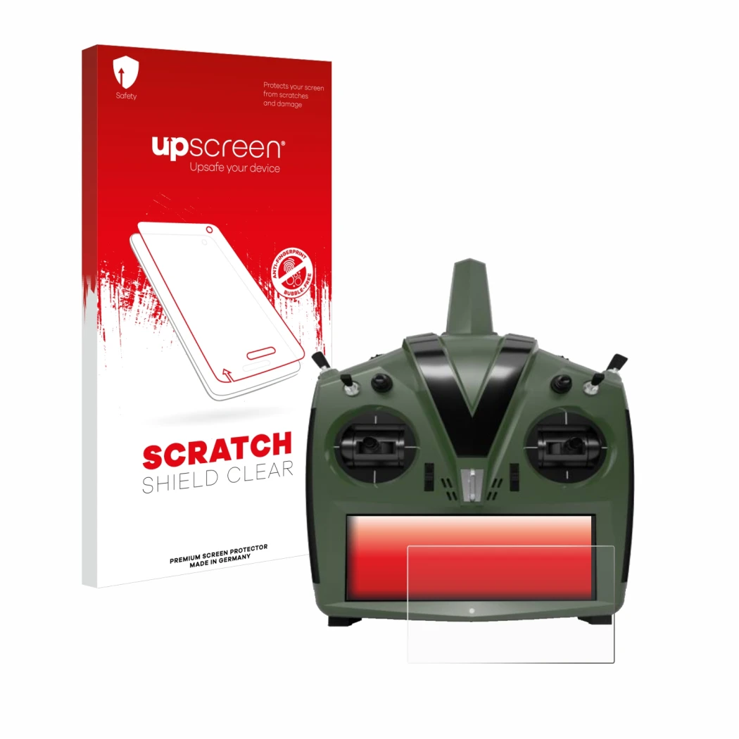 Parte frontale di una confezione del prodotto con il logo del marchio upscreen. Accanto è raffigurato il dispositivo VBar Cont